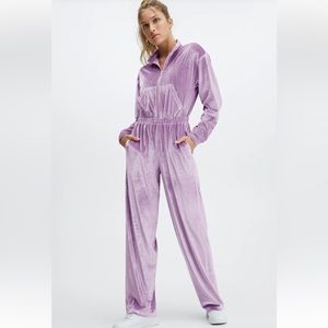 FABLETICS Velour Zip-Up Wide Leg Onesie